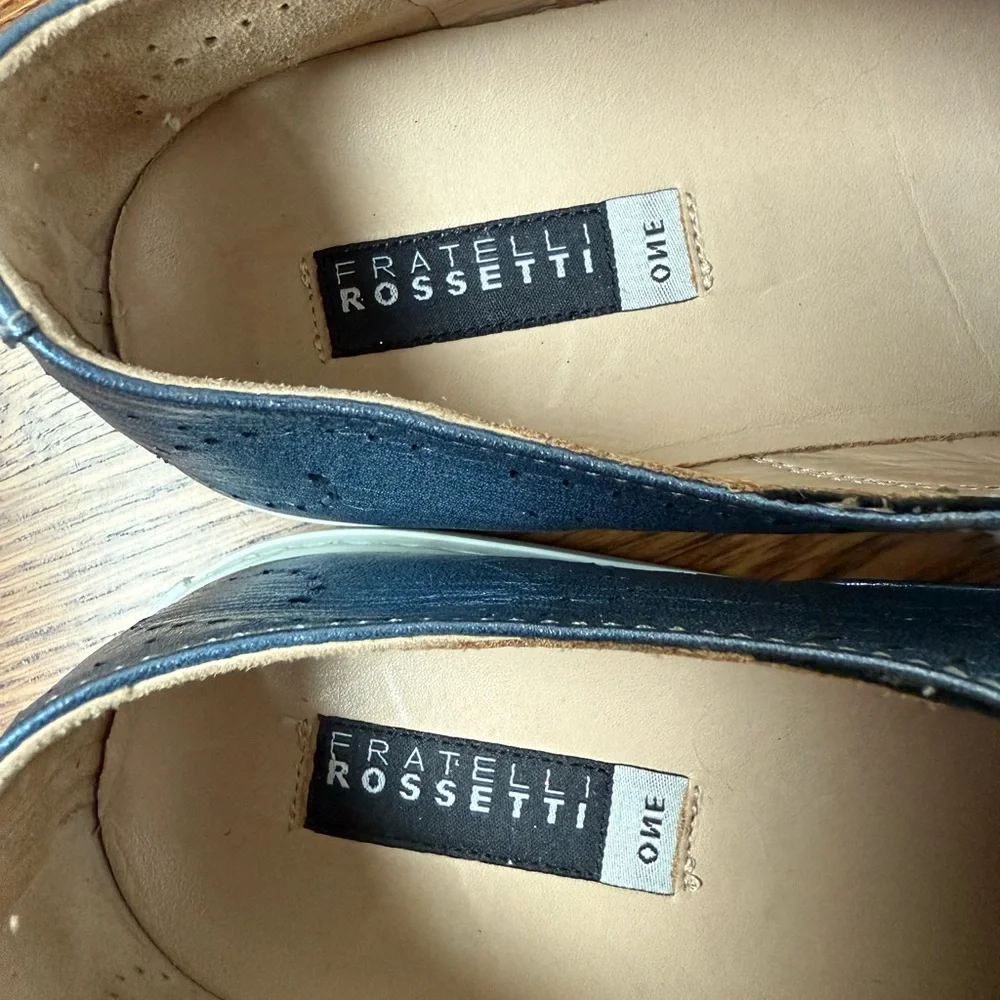 FRATELLI ROSSETTI Leather Hobo Sport Sneakers Metallic Blue Italy Perforated‎ 38